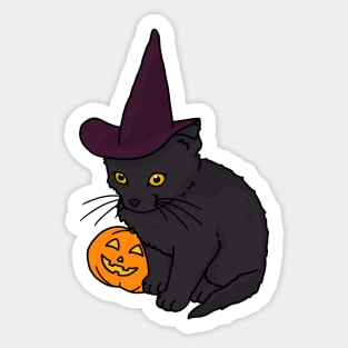 Spooky pumpkin kitten Sticker